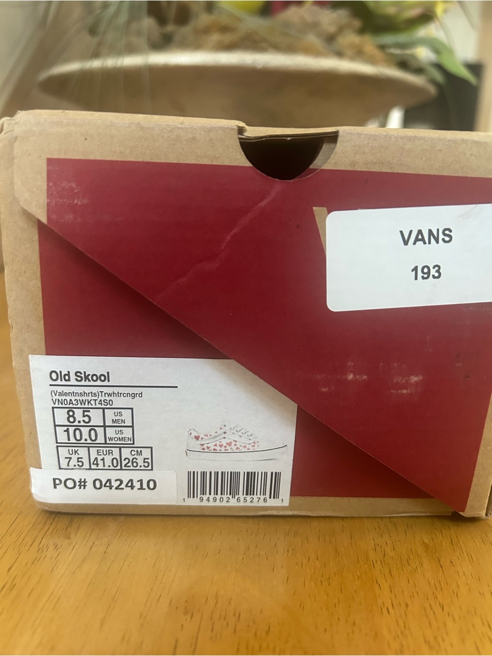 Vans Women's White Slip-On Sneakers with Red Heart Print - Picture 6 of 6